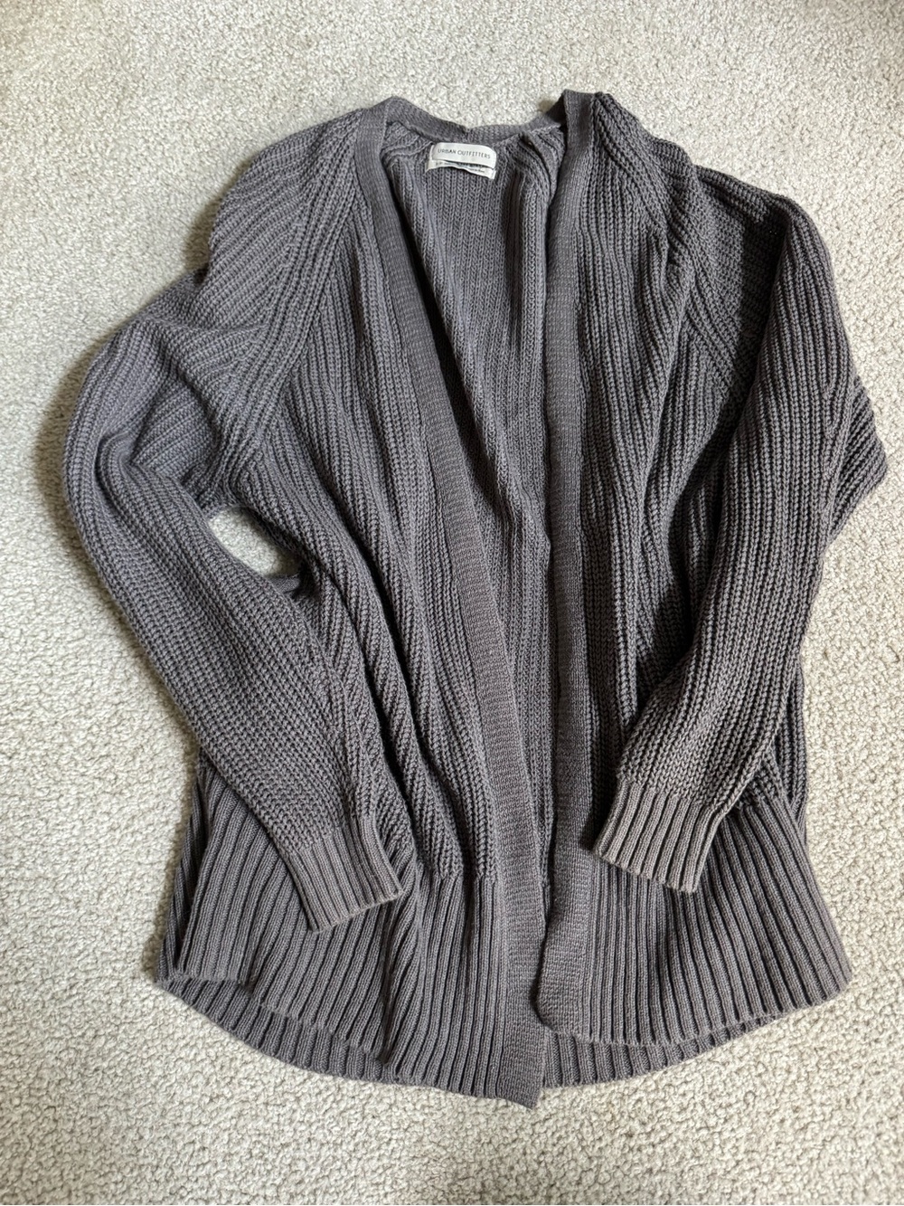 Urban Outfitters Chunky Open-Front Cardigan - Gray with pockets knitted